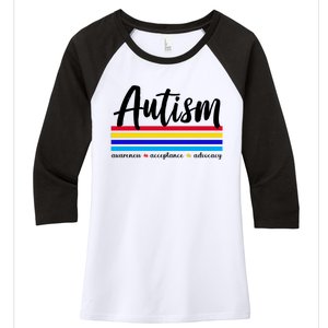 Autism Awareness Acceptance Advocacy Women's Tri-Blend 3/4-Sleeve Raglan Shirt