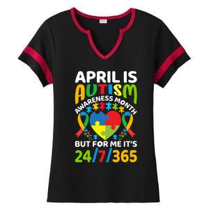 April Autism Awareness Month Autism Advocacy Autism Ribbon Autism Support Ladies Halftime Notch Neck Tee