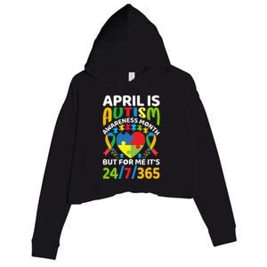 April Autism Awareness Month Autism Advocacy Autism Ribbon Autism Support Crop Fleece Hoodie