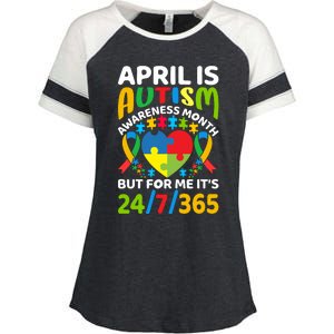 April Autism Awareness Month Autism Advocacy Autism Ribbon Autism Support Enza Ladies Jersey Colorblock Tee