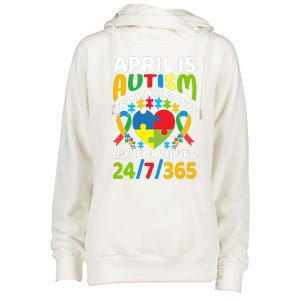 April Autism Awareness Month Autism Advocacy Autism Ribbon Autism Support Womens Funnel Neck Pullover Hood