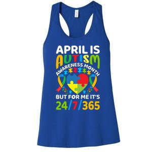 April Autism Awareness Month Autism Advocacy Autism Ribbon Autism Support Women's Racerback Tank