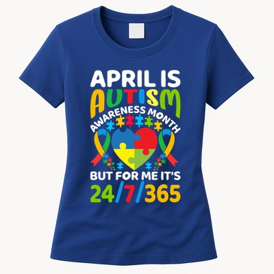 April Autism Awareness Month Autism Advocacy Autism Ribbon Autism Support Womens T-Shirt
