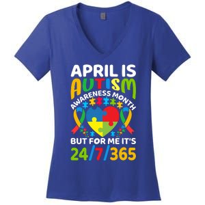 April Autism Awareness Month Autism Advocacy Autism Ribbon Autism Support Women's V-Neck T-Shirt