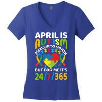 April Autism Awareness Month Autism Advocacy Autism Ribbon Autism Support Women's V-Neck T-Shirt