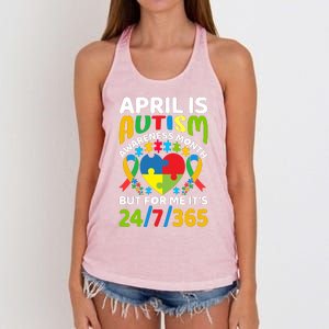 April Autism Awareness Month Autism Advocacy Autism Ribbon Autism Support Women's Knotted Racerback Tank