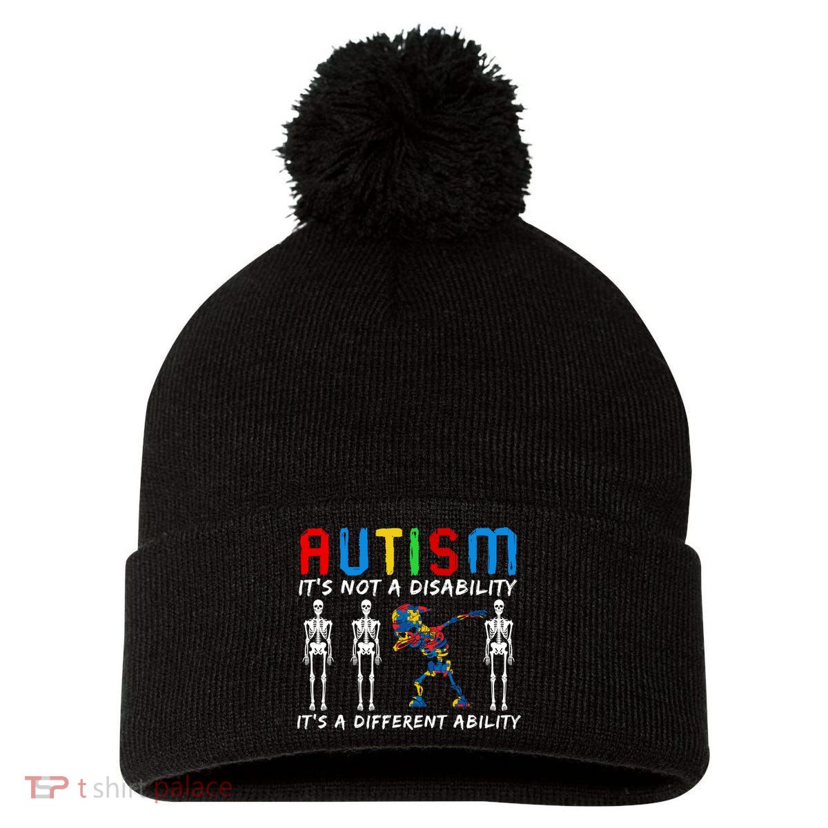 Autism Awareness Pom Pom 12in Knit Beanie