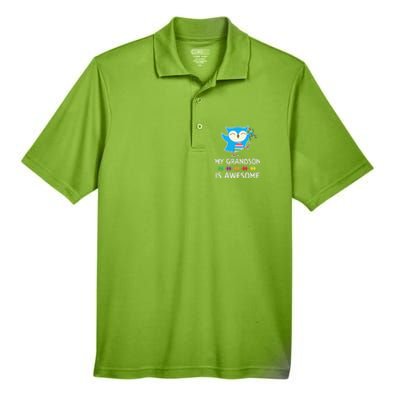 Autism Awareness Autistic Grandson Support Owl Men's Origin Performance Pique Polo