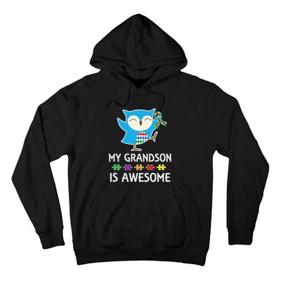 Autism Awareness Autistic Grandson Support Owl Hoodie