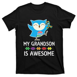 Autism Awareness Autistic Grandson Support Owl T-Shirt