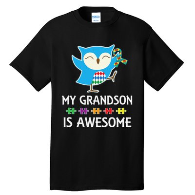 Autism Awareness Autistic Grandson Support Owl Tall T-Shirt