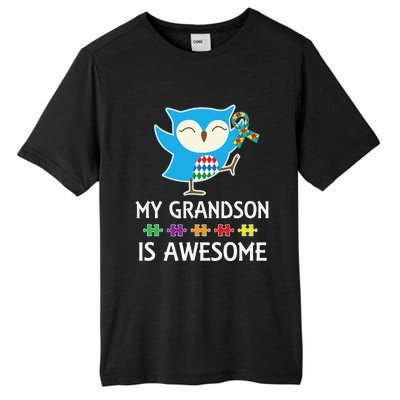 Autism Awareness Autistic Grandson Support Owl Tall Fusion ChromaSoft Performance T-Shirt