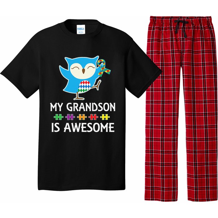 Autism Awareness Autistic Grandson Support Owl Pajama Set