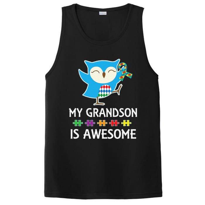 Autism Awareness Autistic Grandson Support Owl PosiCharge Competitor Tank