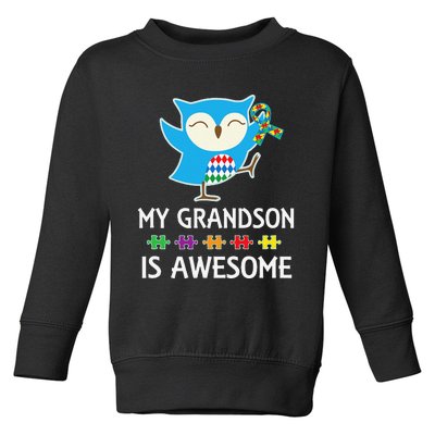 Autism Awareness Autistic Grandson Support Owl Toddler Sweatshirt