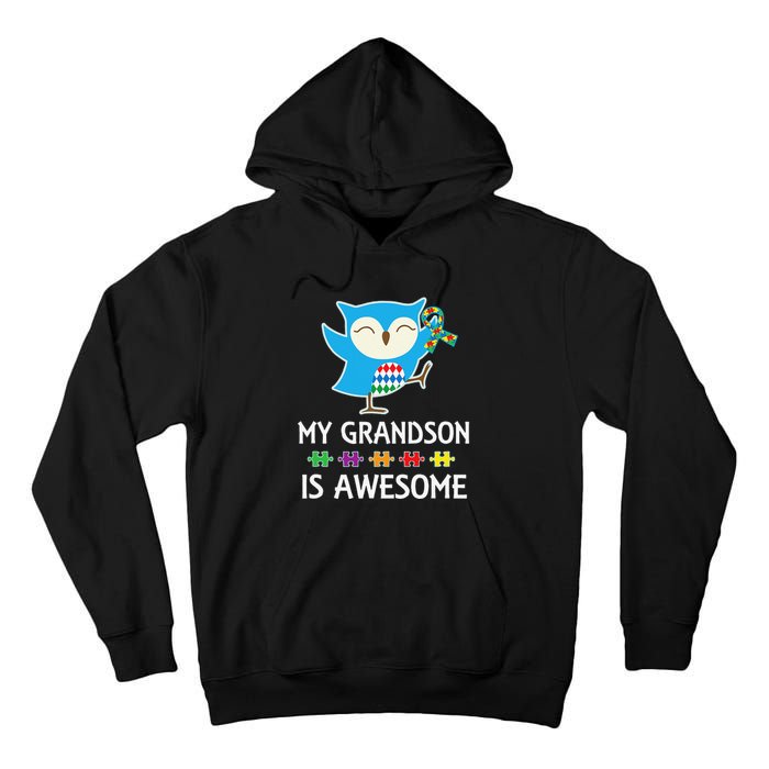 Autism Awareness Autistic Grandson Support Owl Tall Hoodie