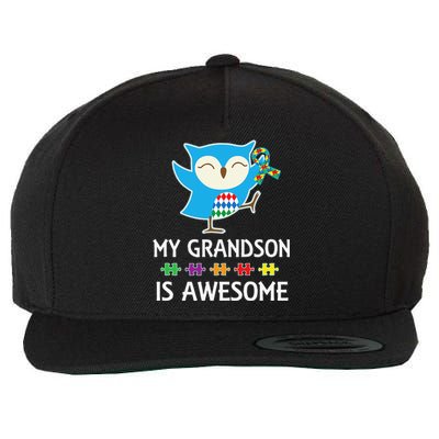 Autism Awareness Autistic Grandson Support Owl Wool Snapback Cap