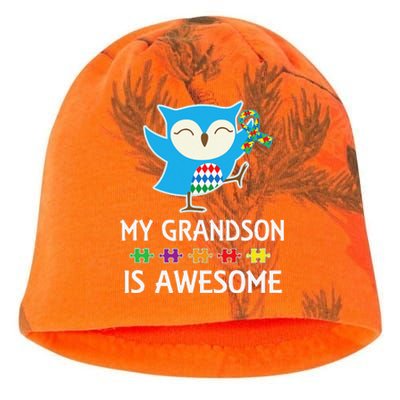 Autism Awareness Autistic Grandson Support Owl Kati - Camo Knit Beanie