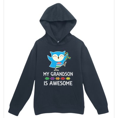 Autism Awareness Autistic Grandson Support Owl Urban Pullover Hoodie