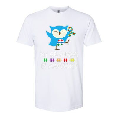 Autism Awareness Autistic Grandson Support Owl Softstyle CVC T-Shirt