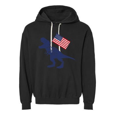 Awesome America American Dino Flag July 4th USA Dinosaur Garment-Dyed Fleece Hoodie