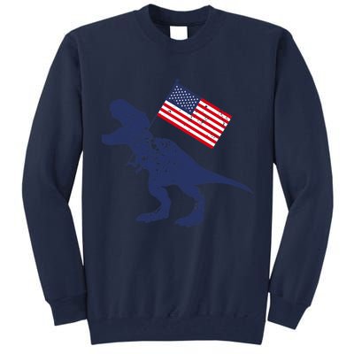 Awesome America American Dino Flag July 4th USA Dinosaur Tall Sweatshirt