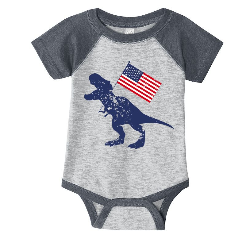 Awesome America American Dino Flag July 4th USA Dinosaur Infant Baby Jersey Bodysuit