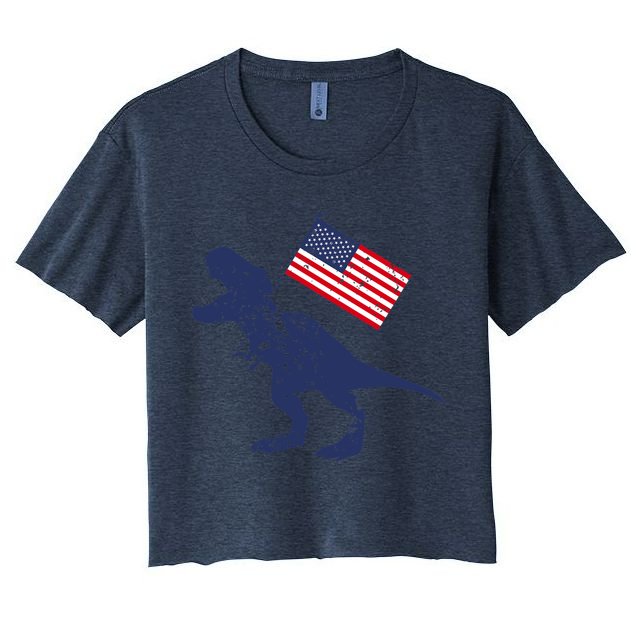 Awesome America American Dino Flag July 4th USA Dinosaur Crop Top