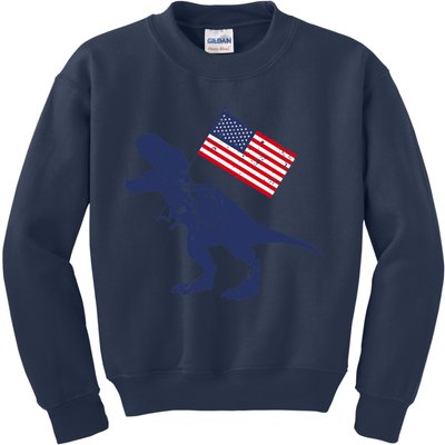 Awesome America American Dino Flag July 4th USA Dinosaur Kids Sweatshirt