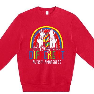 Autism Awareness Autistic Support It's Ok To Be Different Premium Crewneck Sweatshirt