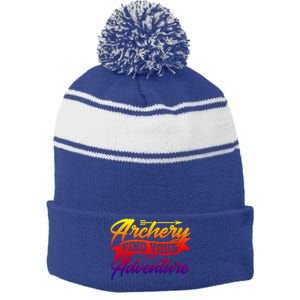 Archery Archer Arrow Bow Hunting Hunting Lover Athletic Gift Stripe Pom Pom Beanie