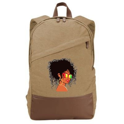 Afro African American Women Black Melanin Queen Juneteenth Cotton Canvas Backpack