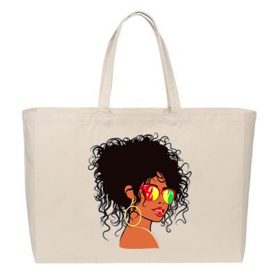 Afro African American Women Black Melanin Queen Juneteenth Cotton Canvas Jumbo Tote