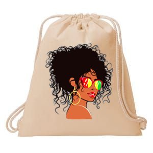 Afro African American Women Black Melanin Queen Juneteenth Drawstring Bag