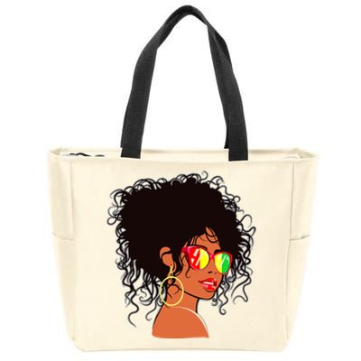 Afro African American Women Black Melanin Queen Juneteenth Zip Tote Bag