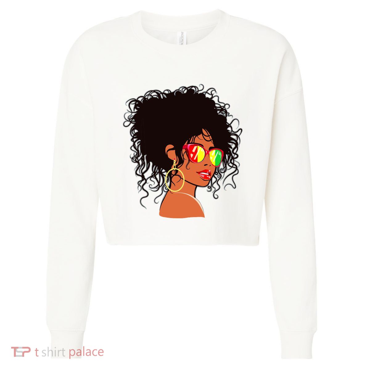 Afro African American Women Black Melanin Queen Juneteenth Cropped Pullover Crew