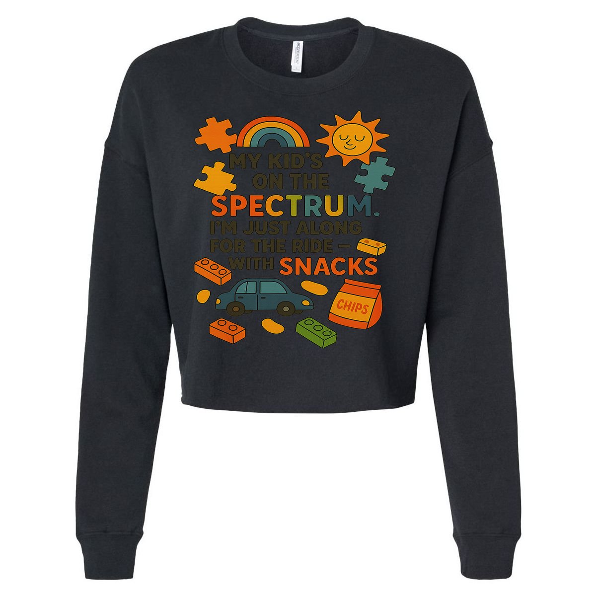 Autism Awareness Acceptance Spectrum Cropped Pullover Crew