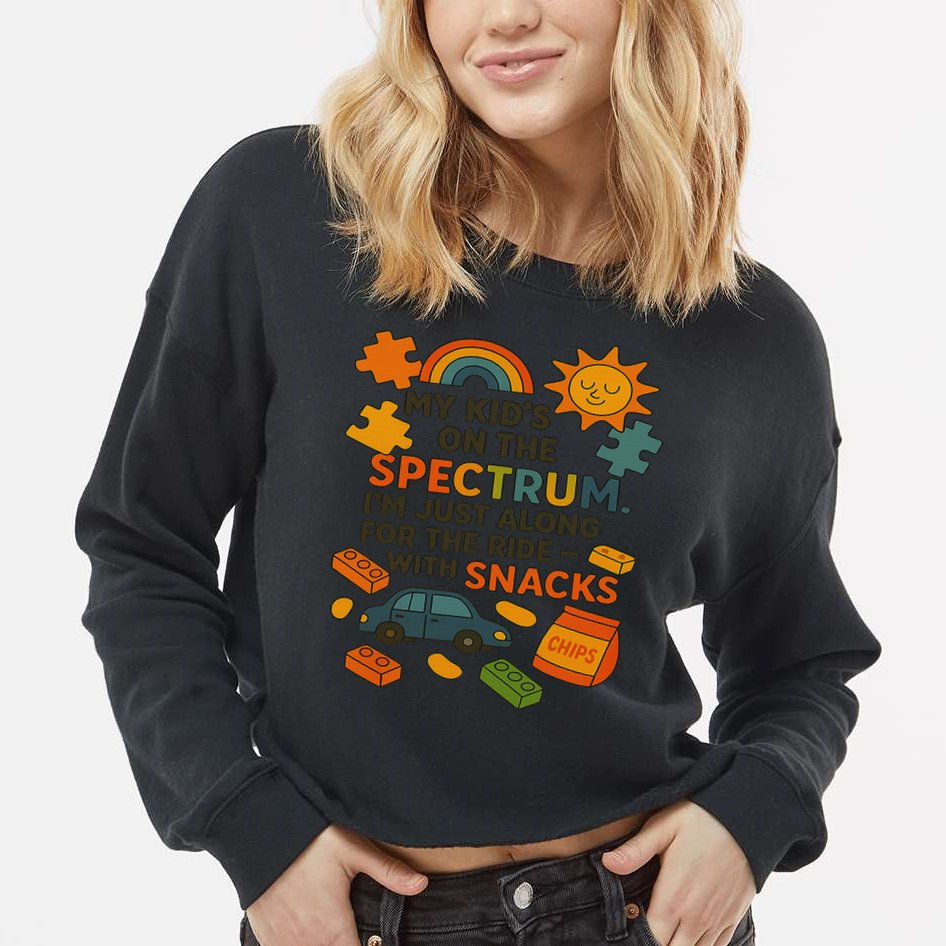 Autism Awareness Acceptance Spectrum Cropped Pullover Crew
