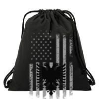 Albania Albanian American Flag Double Headed Eagle Patriotic Drawstring Bag