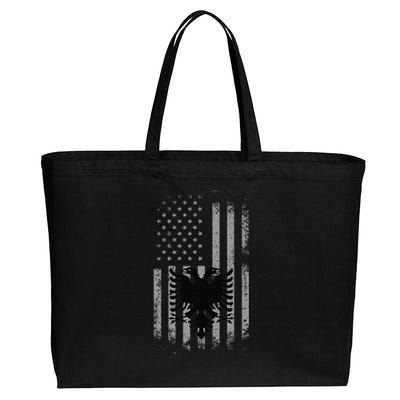 Albania Albanian American Flag Double Headed Eagle Patriotic Cotton Canvas Jumbo Tote