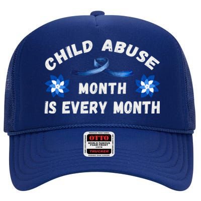 April Abuse Awareness Month Is Every Month Teacher Gift High Crown Mesh Back Trucker Hat