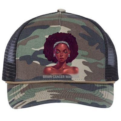 Afro African American Black Brain Cancer Warrior Gift Retro Rope Trucker Hat Cap