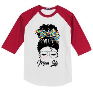 Autistic Autism Awareness Mom Life Mom Gift Kids Colorblock Raglan Jersey