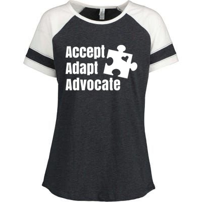 Accept Adapt Advocate Puzzle Piece Autism Awareness Great Gift Enza Ladies Jersey Colorblock Tee