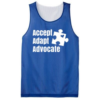 Accept Adapt Advocate Puzzle Piece Autism Awareness Great Gift Mesh Reversible Basketball Jersey Tank