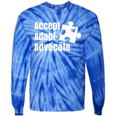 Accept Adapt Advocate Puzzle Piece Autism Awareness Great Gift Tie-Dye Long Sleeve Shirt