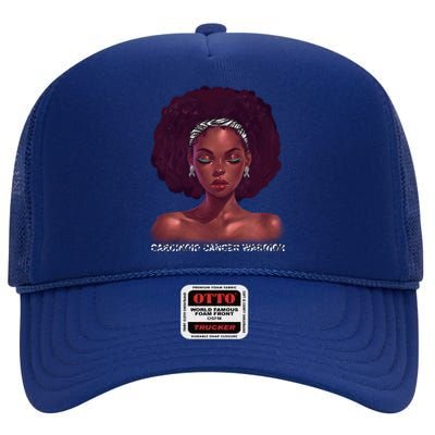 Afro African American Black Carcinoid Cancer Warrior Meaningful Gift High Crown Mesh Back Trucker Hat