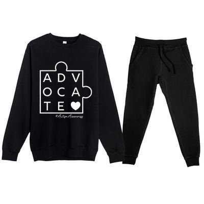 Autism Awareness Advocate Support Accept Adapt Advocate Meaningful Gift Premium Crewneck Sweatsuit Set