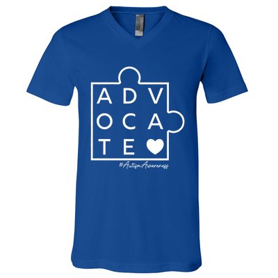 Autism Awareness Advocate Support Accept Adapt Advocate Meaningful Gift V-Neck T-Shirt