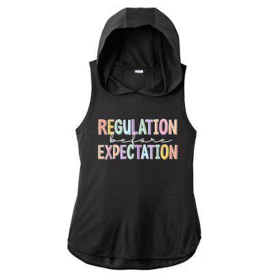 Autism Awareness Acceptance Regulation Before Expectation Ladies PosiCharge Tri-Blend Wicking Draft Hoodie Tank